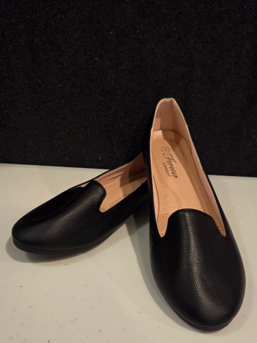 Forever Comfort Casual Black Slip-On Loafer Flats Shoe Size 8